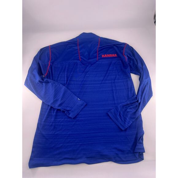 Kansas University Jayhawks Shirt Mens Large Blue Sportswear ¼ Zip Pullover Light - Picture 2 of 10